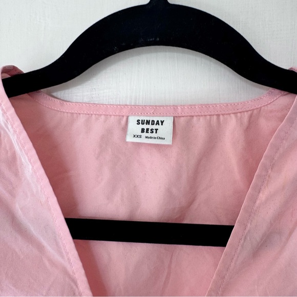 Aritzia Sunday Best Jinx Puff Sleeve Cotton Peplum Baby Doll Top - Picture 4 of 5